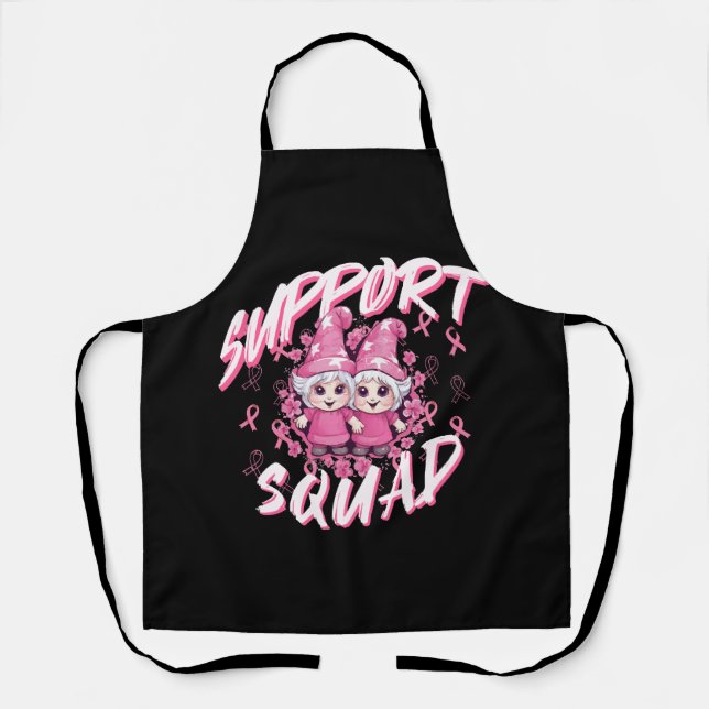 Support Squad Gnome Warrior Breast Cancer Awarenes Apron (Front)