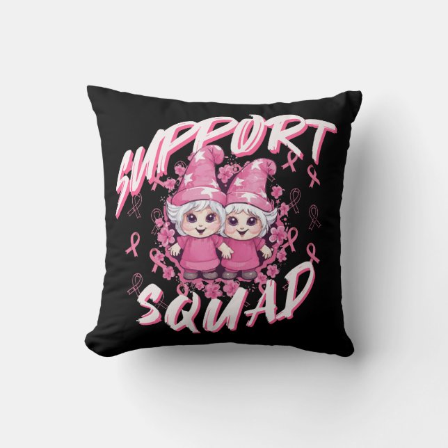 Support Squad Gnome Warrior Breast Cancer Awarenes Cushion (Front)