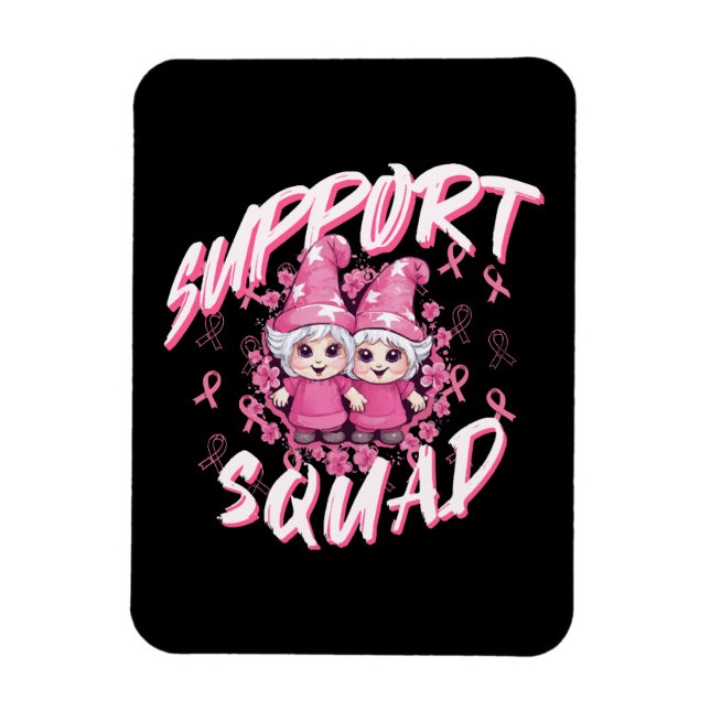 Support Squad Gnome Warrior Breast Cancer Awarenes Magnet (Vertical)