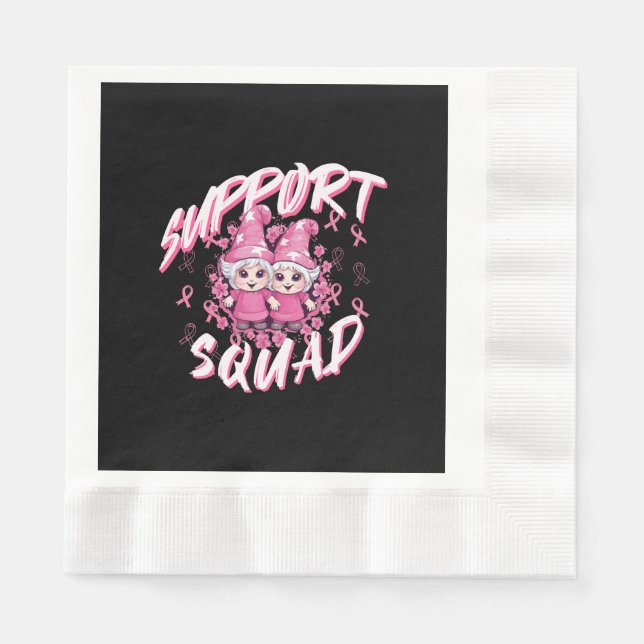 Support Squad Gnome Warrior Breast Cancer Awarenes Napkin (Front)