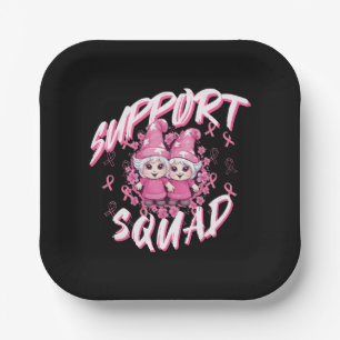 Support Squad Gnome Warrior Breast Cancer Awarenes Paper Plate