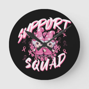 Support Squad Gnome Warrior Breast Cancer Awarenes Round Clock