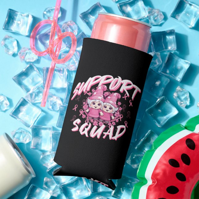 Support Squad Gnome Warrior Breast Cancer Awarenes Seltzer Can Cooler (In Situ Summer)
