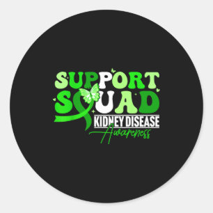 Support squad green butterfly ribbon chronic classic round sticker