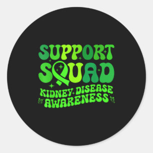 Support squad green pkd kidney disease ribbonSuppo Classic Round Sticker