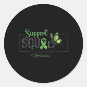 Support Squad Green Ribbon Butterfly Kidney Classic Round Sticker