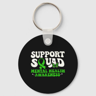 Support Squad Green Ribbon Butterfly Mental Health Key Ring