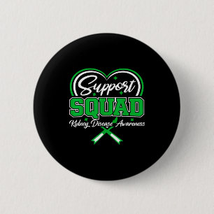 Support squad green ribbon butterfly pkd kidney 6 cm round badge