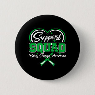 Support Squad Green Ribbon Butterfly PKD Kidney 6 Cm Round Badge
