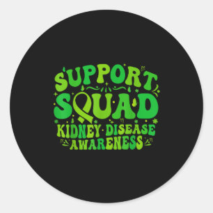 Support squad green ribbon butterfly pkd kidney classic round sticker