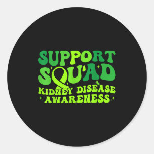 Support squad green ribbon butterfly pkd kidney classic round sticker