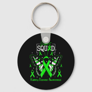 Support Squad Green Ribbon Butterfly PKD Kidney Key Ring