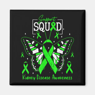 Support Squad Green Ribbon Butterfly PKD Kidney Magnet