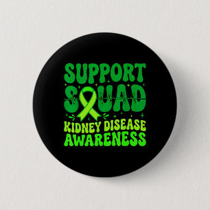 Support Squad Green Ribbon Kidney Disease 6 Cm Round Badge