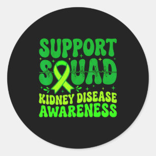 Support squad green ribbon kidney disease classic round sticker