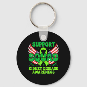 Support Squad Green Ribbon Kidney Disease Key Ring