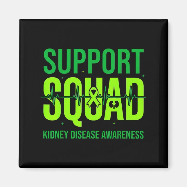 Support Squad Green Ribbon Kidney Disease Magnet (Front)