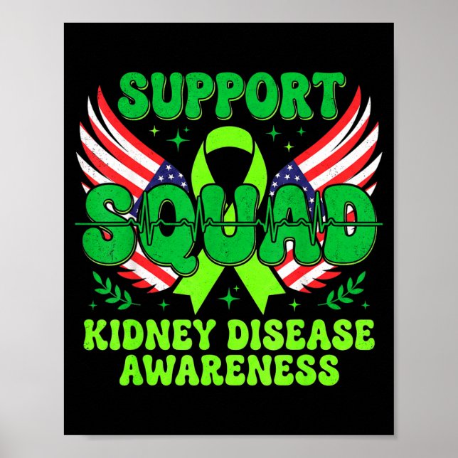 Support Squad Green Ribbon Kidney Disease Poster (Front)