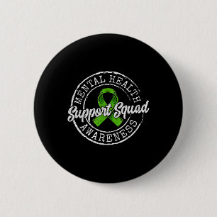 Support Squad Green Ribbon Mental Health Awareness 6 Cm Round Badge