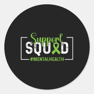 Support Squad Green Ribbon Mental Health Awareness Classic Round Sticker