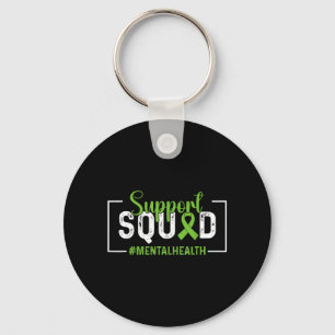 Support Squad Green Ribbon Mental Health Awareness Key Ring