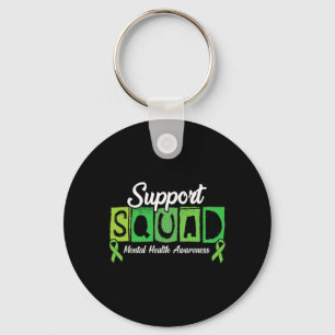 Support Squad Green Ribbon Mental Health Awareness Key Ring