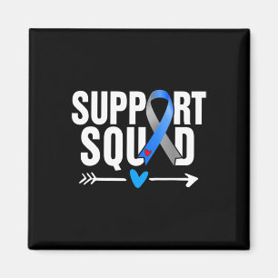 Support Squad Grey Blue Ribbon Diabetes Awareness Magnet