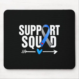 Support Squad Grey Blue Ribbon Diabetes Awareness Mouse Pad