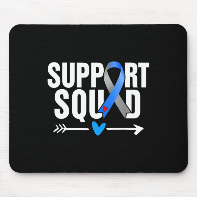 Support Squad Grey Blue Ribbon Diabetes Awareness  Mouse Pad (Front)