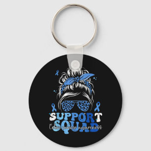 Support Squad Groovy Colon Cancer Awareness Messy Key Ring