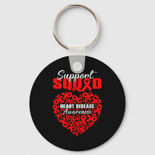Support Squad Heart Disease Awareness Heart &amp;  Key Ring