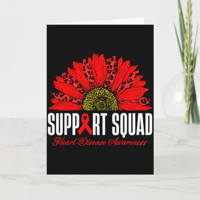 Support Squad Heart Disease Awareness Red Leopard  Card (Front)