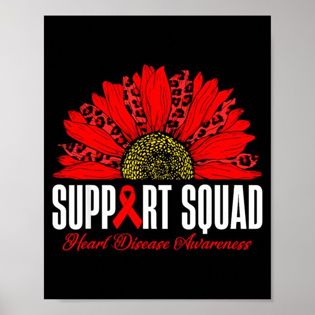 Support Squad Heart Disease Awareness Red Leopard  Poster (Front)