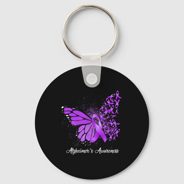 Support Squad Heimer Butterfly Purple Ribbon  Key Ring (Front)