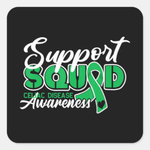 Support Squad I Gluten Free Coeliac Celiac Disease Square Sticker