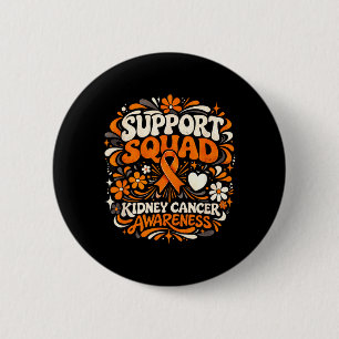 Support Squad Kidney Cancer Awareness Orange 6 Cm Round Badge