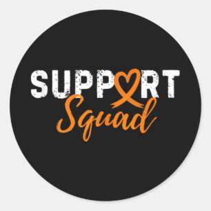 Support Squad Kidney Cancer Love Heart Orange Ribb Classic Round Sticker