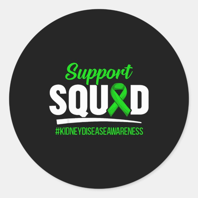 Support squad kidney disease awareness  classic round sticker (Front)