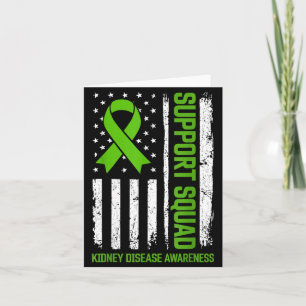 Support Squad Kidney Disease Awareness Flag Green Card