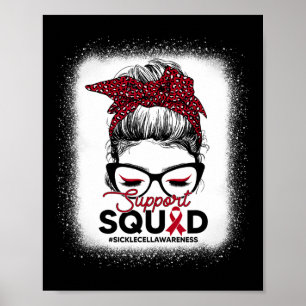 Support Squad Leopard Messy Bun Sickle Cell Awaren Poster