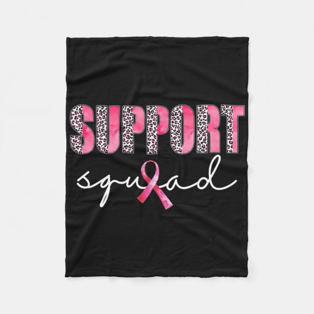 Support Squad Leopard Pink Warrior Breast Cancer A Fleece Blanket (Front)