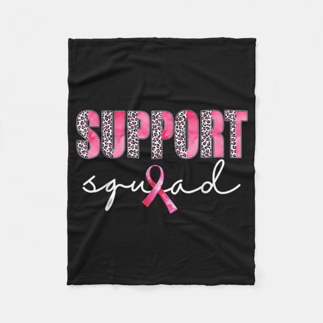 Support Squad Leopard Pink Warrior Breast Cancer A Fleece Blanket (Front)