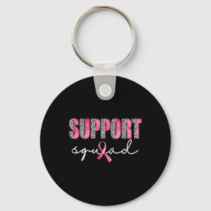 Support Squad Leopard Pink Warrior Breast Cancer A Key Ring