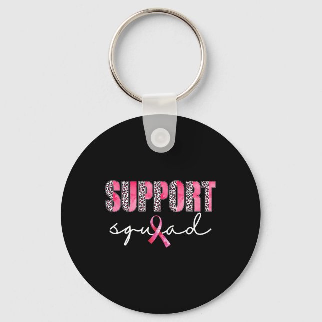Support Squad Leopard Pink Warrior Breast Cancer A Key Ring (Front)