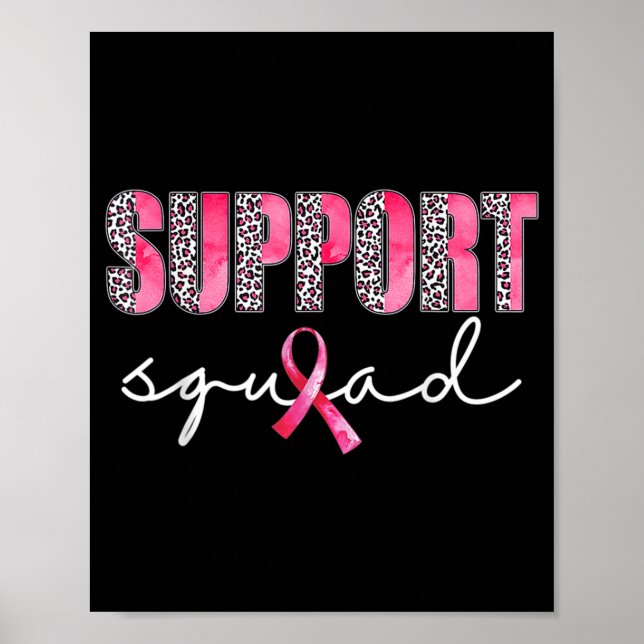 Support Squad Leopard Pink Warrior Breast Cancer A Poster (Front)
