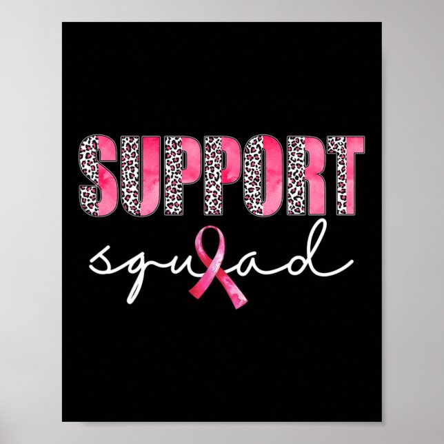 Support Squad Leopard Pink Warrior Breast Cancer A Poster (Front)