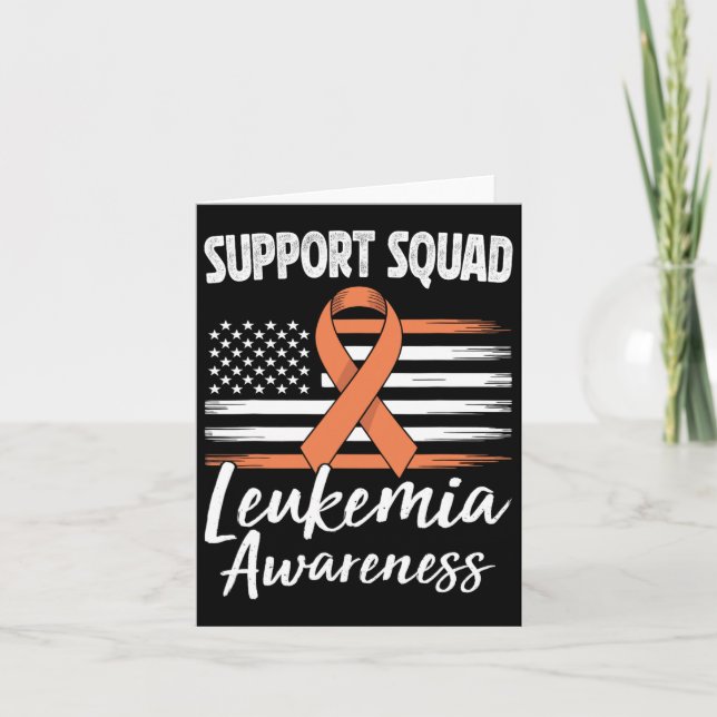 Support Squad Leukaemia Awareness Orange Ribbon Bl Card (Front)