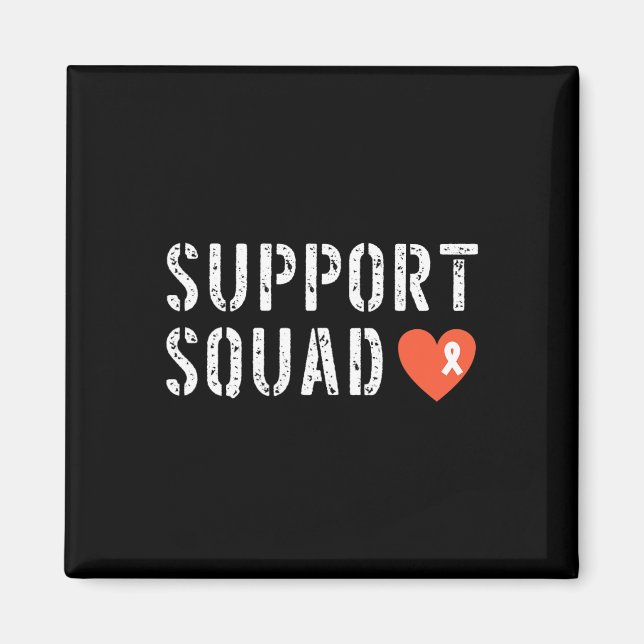 Support Squad Leukaemia Awareness Orange Ribbon Ma Magnet (Front)