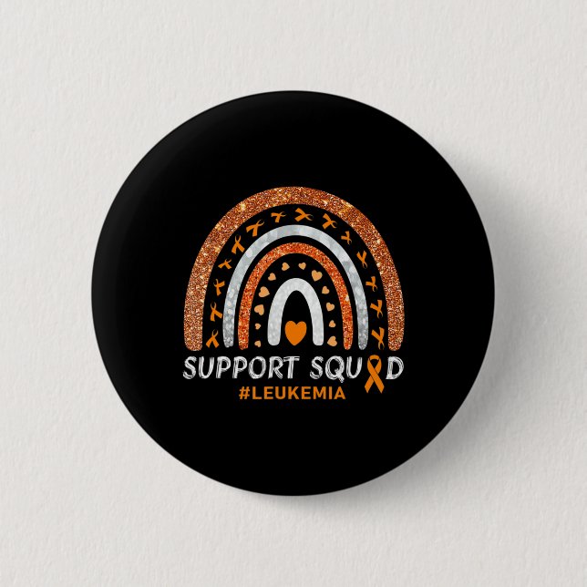 Support Squad Leukaemia Awareness Rainbow Gift War 6 Cm Round Badge (Front)