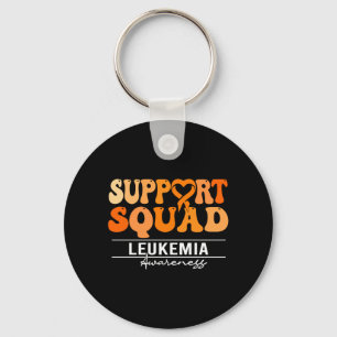 Support Squad Leukaemia Awareness Retro Groovy Key Ring